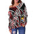 Tonga Women's Off Shoulder Sweaters - Tribal Flower Special Pattern Red Color - Polynesian Pride