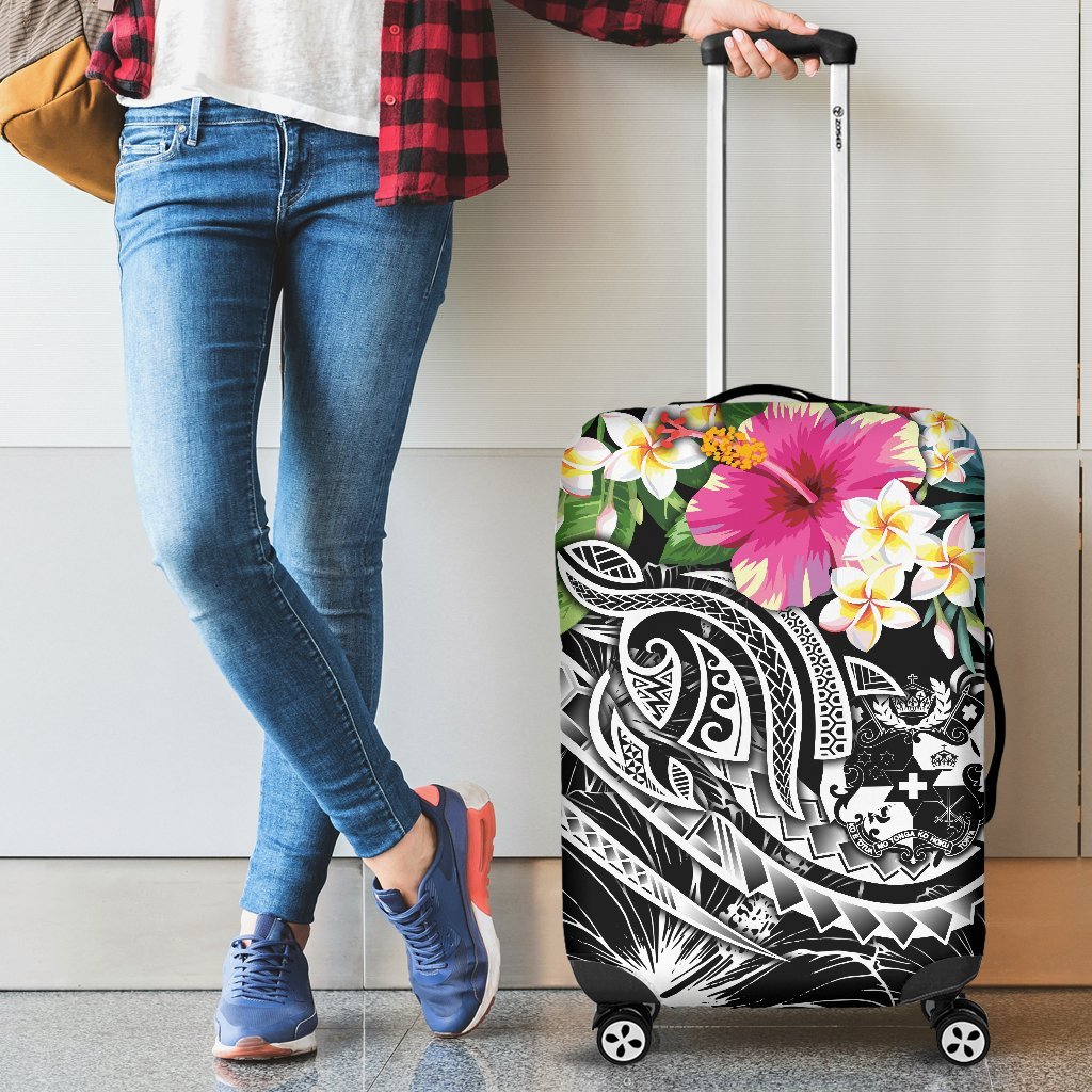 Tonga Polynesian Luggage Covers - Summer Plumeria (Black) Black - Polynesian Pride