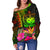 Samoa Polynesian Women's Off Shoulder Sweater - Hibiscus and Banana Leaves - Polynesian Pride