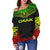 Chuuk Polynesian Chief Women's Off Shoulder Sweater - Reggae Version - Polynesian Pride