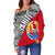 Tahiti Polynesian Women's Off Shoulder Sweater Coat Of Arms - Wave Style 02 Th5 - Polynesian Pride