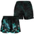 New Caledonia Polynesian Women's Shorts - Turtle With Blooming Hibiscus Turquoise - Polynesian Pride