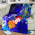 Tonga Custom Personalised Premium Blanket - Humpback Whale with Tropical Flowers (Blue) - Polynesian Pride