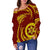 Tonga High School Women's Off Shoulder Sweater Special Polynesian No.1 Brown - Polynesian Pride