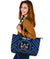 Fiji Personalised Leather Tote Bag - Fiji Seal With Polynesian Tattoo Style ( Blue) - Polynesian Pride