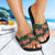 Hawaii Palm Hibiscus Pattern Black Slide Sandals - Polynesian Pride