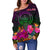 Palau Women's Off Shoulder Sweater - Summer Hibiscus - Polynesian Pride