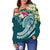 Guam Polynesian Women's Off Shoulder Sweater - Summer Plumeria (Turquoise) - Polynesian Pride