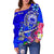 Samoa Custom Personalised Women's Off Shoulder Sweater - Turtle Plumeria (Blue) - Polynesian Pride