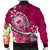 Samoa Custom Personalised Men's Bomber Jacket - Turtle Plumeria (Pink) - Polynesian Pride