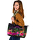 Palau Large Leather Tote Bag - Summer Hibiscus - Polynesian Pride