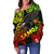 Samoa Polynesian Women's Off Shoulder Sweater - Eagle Tribal Pattern Reggae - Polynesian Pride