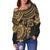 Polynesian Off Shoulder Sweater (Women) - Polynesian Golden Turtle - Polynesian Pride