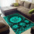 Hawaii Map Honu Hibiscus Polynesian Area Rug Turquoise AH - Polynesian Pride