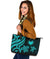 Northern Mariana Large Leather Tote Bag - Tentacle Turtle Turquoise - Polynesian Pride