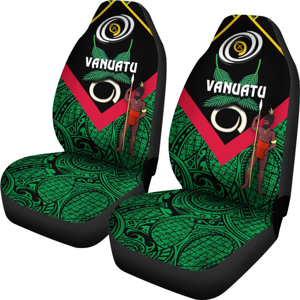 Vanuatu Rugby Car Seat Covers Flag Style Universal Fit Green - Polynesian Pride