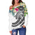 Tahiti Polynesian Women's Off Shoulder Sweater - Summer Plumeria (White) - Polynesian Pride