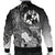 Tonga Men's Bomber Jacket - Humpback Whale with Tropical Flowers (White) - Polynesian Pride