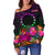 Cook Islands Polynesian Women's Off Shoulder Sweater - Summer Hibiscus - Polynesian Pride