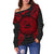 American Samoa Polynesian Shoulder Sweater Map Red - Polynesian Pride