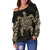 New Zealand Off Shoulder Sweater , Maori Turtle Tattoo - Gold - Polynesian Pride