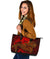 Tahiti Large Leather Tote Bag - Red Shark Polynesian Tattoo - Polynesian Pride