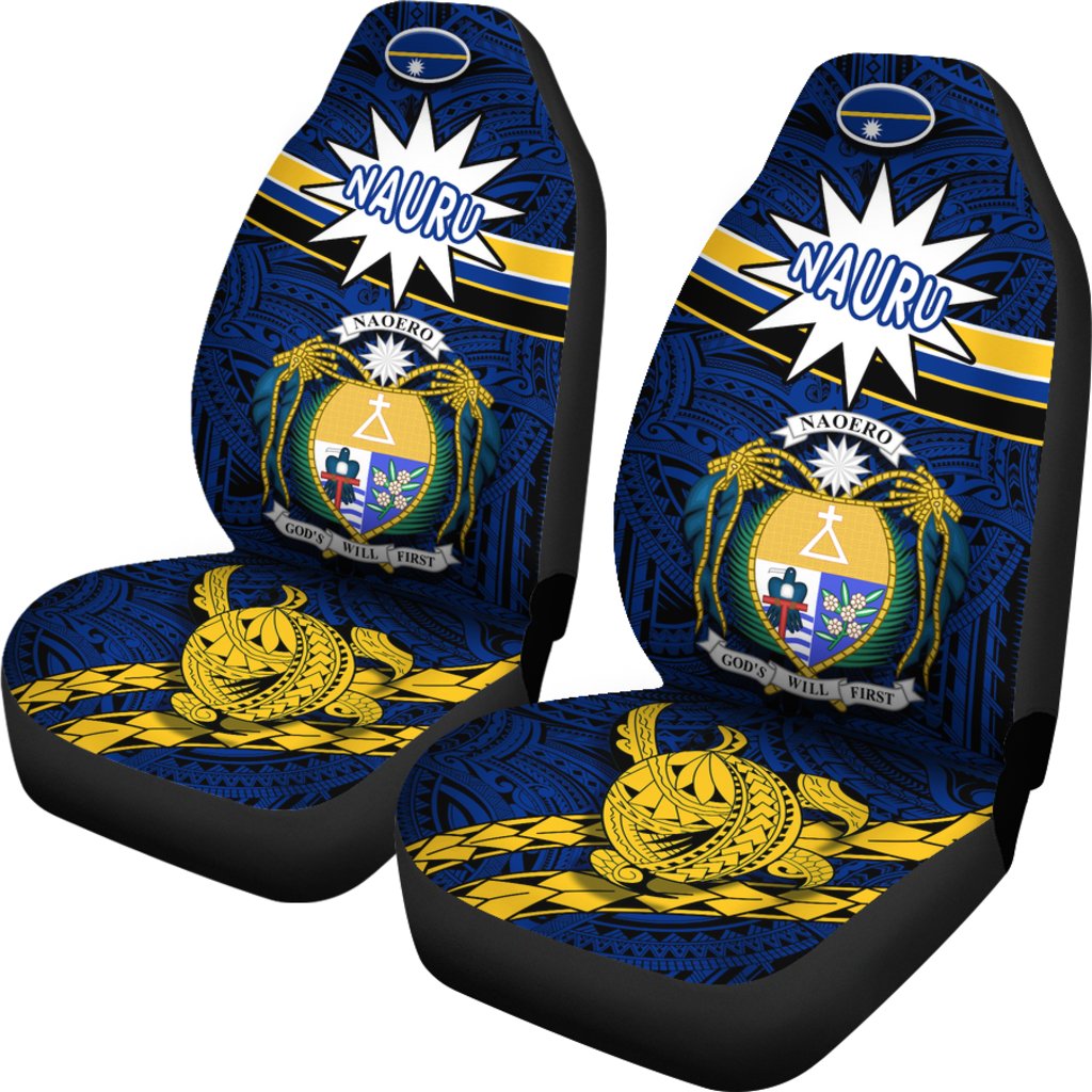 Nauru Rugby Car Seat Covers Version Turtle Polynesian Universal Fit Blue - Polynesian Pride