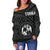 Tonga Women's Off Shoulder Sweater - Tonga Seal With Polynesian Tattoo Style (Black) - Polynesian Pride