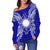 Marshall Islands Polynesian Shoulder Sweater Map Blue - Polynesian Pride