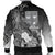 Fiji Custom Personalised Men's Bomber Jacket - Humpback Whale with Tropical Flowers (White) - Polynesian Pride