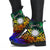 Nauru Custom Personalised Leather Boots - Rainbow Polynesian Pattern - Polynesian Pride