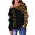 Turtle Custom Personalised Women's Off Shoulder Sweater - Polynesian Gold Curve Style - Polynesian Pride