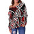 Tahiti Women's Off Shoulder Sweater - Tribal Flower Special Pattern Red Color - Polynesian Pride