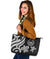 Tahiti Polynesian Large Leather Tote Bag - White Tentacle Turtle - Polynesian Pride