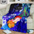 Fiji Custom Personalised Premium Blanket - Humpback Whale with Tropical Flowers (Blue) - Polynesian Pride