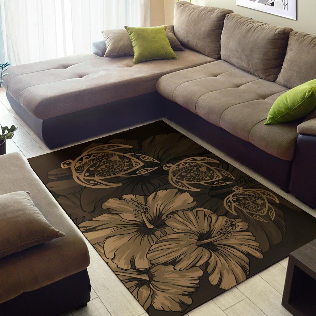 Hawaiian Map Hibiscus Flowers Vintage Polynesian Rug AH - Polynesian Pride