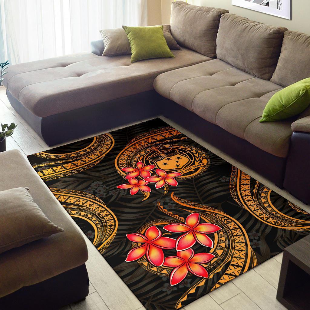 Samoa Polynesian Area Rug - Gold Plumeria - Polynesian Pride