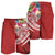 Polynesian Samoa Men's Shorts - Summer Plumeria (Red) - Polynesian Pride