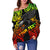 Samoa Polynesian Custom Personalised Women's Off Shoulder Sweater - Eagle Tribal Pattern Reggae - Polynesian Pride