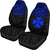 Wallis and Futuna Polynesian Custom Personalised Car Seat Covers - Wallis and Futuna Blue Coat Of Arms Polynesian Tattoo - Polynesian Pride