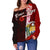 Nauru Polynesian Custom Personalised Women's Off Shoulder Sweater - Coat Of Arm With Hibiscus - Polynesian Pride