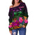 Fiji Personalised Women's Off Shoulder Sweater - Summer Hibiscus - Polynesian Pride