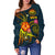 Federated States of Micronesia Polynesian Off Shoulder Sweater - Legend of FSM (Blue) - Polynesian Pride