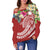 Marshall Islands Polynesian Off Shoulder Sweater - Summer Plumeria (Red) - Polynesian Pride