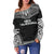 New Caledonia Polynesian Chief Women's Off Shoulder Sweater - Black Version - Polynesian Pride