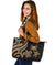 Samoa Polynesian Large Leather Tote Bag - Gold Tentacle Turtle - Polynesian Pride