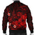 Polynesian Hawaii Men's Bomber Jacket - Humpback Whale with Hibiscus (Red) - Polynesian Pride