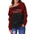 Tahiti Women's Off Shoulder Sweater - Red Tattoo Version - Polynesian Pride