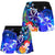 American Samoa Polynesian Women's Shorts - Humpback Whale with Tropical Flowers (Blue) - Polynesian Pride