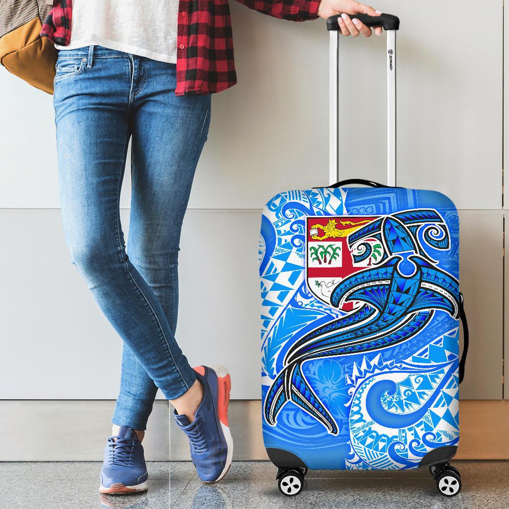 Fiji Luggage Covers - Blue Shark Polynesian Tattoo Blue - Polynesian Pride